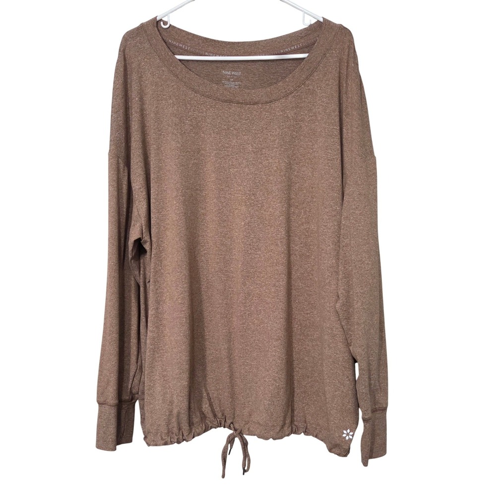 Nine West Active‎ Women's Long Sleeve Sweatshirt Top Shirt Heathered Brown XXL